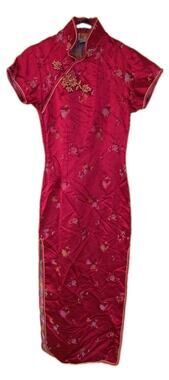 Oriental Vintage cheongsam dress all-over woven or embroidered floral pattern 32